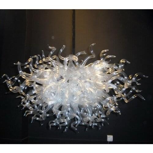 LED Art Deco Hand Blown Glass Chandelier Transparent Lighting Suspension Luminaire Lamp for Dining Room