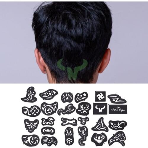25PCS/Set Hair Shaping Mold Set Temporary Hair Tattoo Stencil Professional Haircut Hair Color Shape Tool Barber Hairdressing