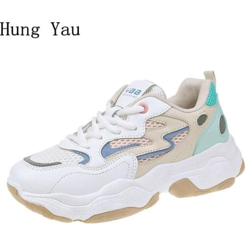 Women Casual Shoes Flats Fashion Outdoor Summer Mesh Breathable Couple Lace Up Height Increasing Shoes Woman Platform