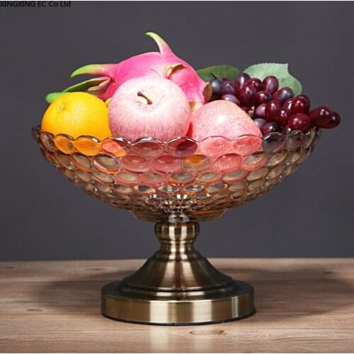 European-style Fruit Plate High-end Modern Living Room Coffee Table Household Snack Plate Large Crystal Glass Double Fruit Plate