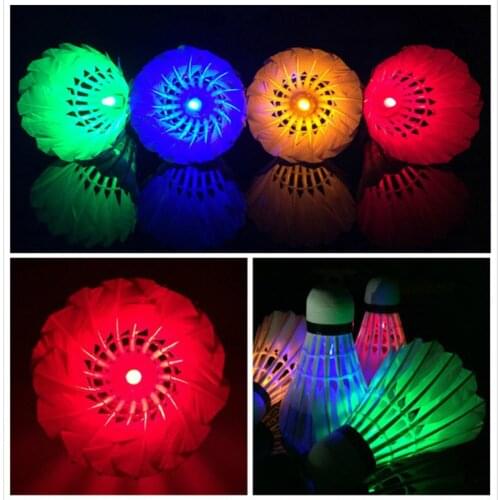 4 Pcs LED Badminton Shuttlecocks Lighting Birdies Shuttlecock Glowing Badminton for Outdoor Sports ZJ55