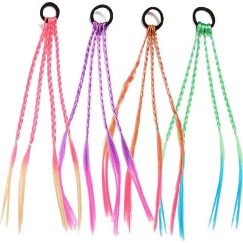 Hot Sale Girls Summer Bohemian Hair Bands Headbands Hair Rope Cross Turban Bandage Bandanas HairBands Color Gradient Wig Braid