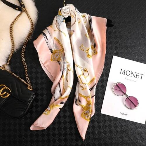 Luxury Brand 2019 New Fashion Summer Silk Square Scarf Women Satin Neck Hair Tie Band Soft Beach Hijab Head Female Foulard