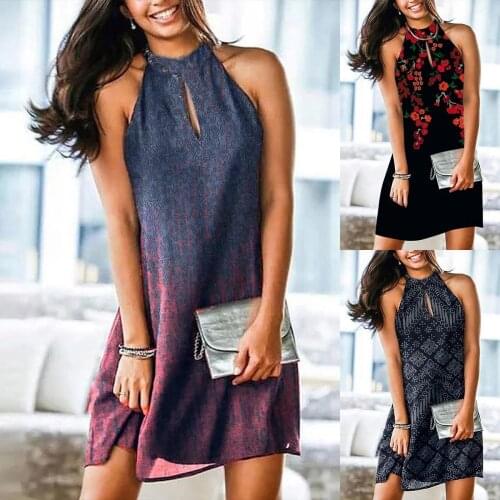 Fashion Summer Dress Casual Robe Femme Elegant Womens Summer Fashion Round Neck Plaid Print Dovetail Sling Dress Vestido Robe E