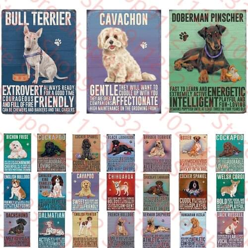 Animal Vintage Metal Poster Dog pet sign Home Decor Retro Tin Sign For Pub Bar Club Decorative Plate Cavachon Wall Plaque