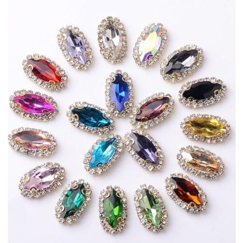10pcs 11x18mm Metal Copper Oval Crystal Rhinestones DIY Handmade Accessories For Jewelry Making