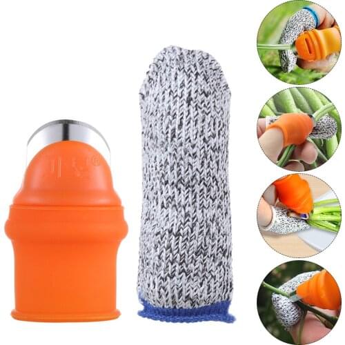 2Pcs Silicone Thumb Cutter Finger Guards Garden Plant Picking Tool Cut-resistant Finger Sleeve Bean Picker Kitchen Gadget