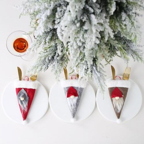 2020 Christmas Snowman Old Man Kitchen Knife Fork Spoon Pocket Set Navida Table Christmas Setting Home Table Decoration Cap2021