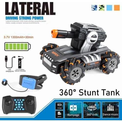 2021 NEW RC tank 2.4G 4WD can fire water bombs drift horizontal movement rotating rc boy toys for kids children