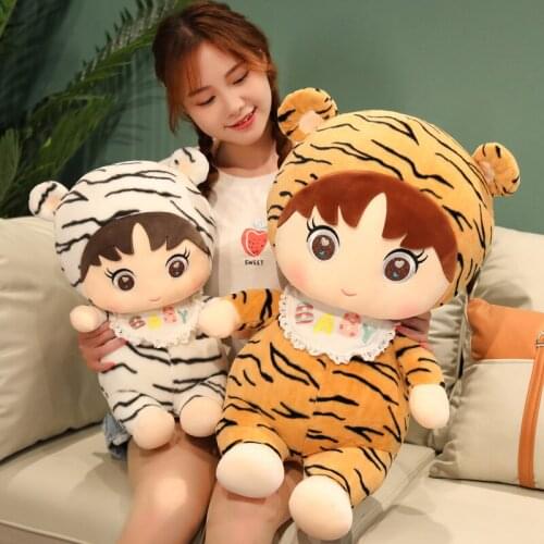 25-65cm Lovely Girls Doll Cosplay Tiger Plush Toy Stuffed Soft Animal Toys Baby Kids Cartoon Gift Pillow Christmas Presents