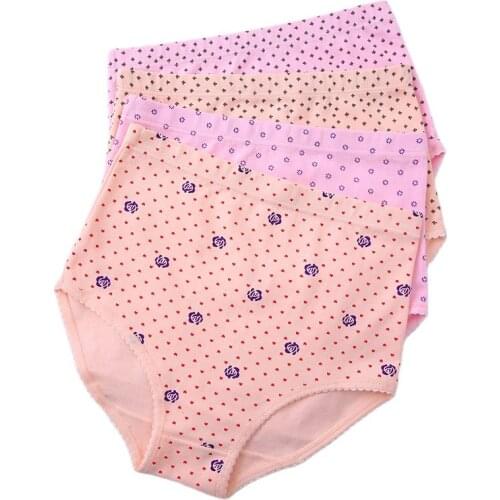 4PCS XL-5XL Female cotton underwear 100% cotton high waist briefs pants loose fertilizer womenspanites