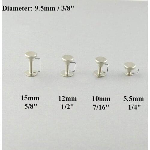 9.5mm Flat Head Button Belt Strap Rivet Concho Stud Screwback Screw Back Shoe Blacelet