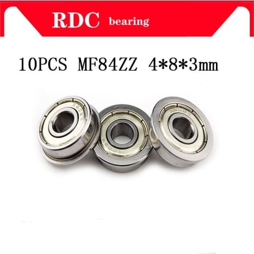 ABEC-5 Free Shipping 10pcs MF84ZZ MF84 ZZ 4x8x3mm High quality Miniature Flange Thin Wall Ball Radial Ball Bearing MF84Z