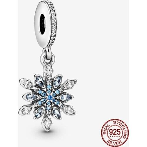 100% Real 925 Sterling Silver Snow Flake Clover Fit Original 3mm Bracelet& Bangle Making Fashion DIY Jewelry For Women