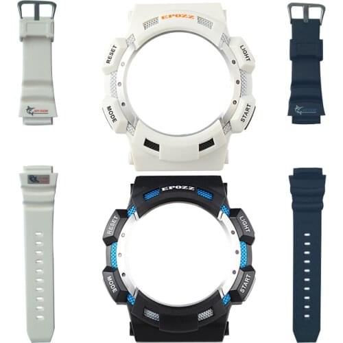 Watch Shell Band Strap Accessories for EPOZZ 3001 PLG-1002AD Watch Case Rubber Strap with Buckle Case with Buttom and Windows