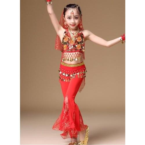 Child Belly Dance Skirt Costume Set Indian Dance Costume Child Clothes Belly Dance Costume Girl 2pcs 3pcs Clothes + Pants