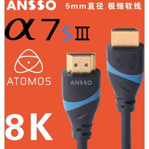 DragonWhite Ansso 8K 60P HDMI Ultra-fine cord 2.1 A7S3 S1H 4K Atomos PS5 8K 60P 48G Supports 4K 120P, 4K 144Hz Sony A7S3 5mm