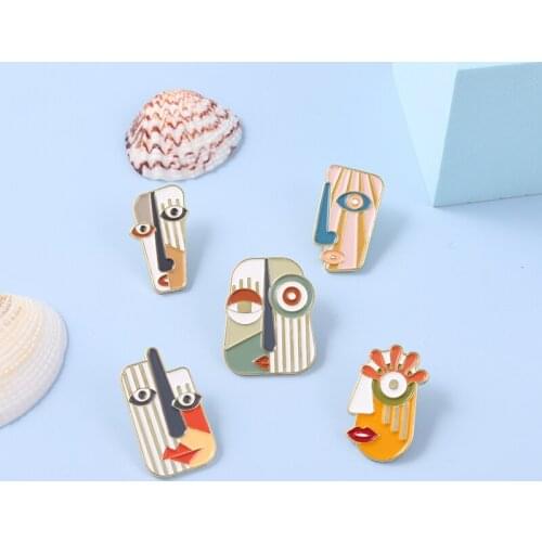 Abstract Painting Enamel Pins Face Colorful Brooch Lapel Pin Badges Gift For People Who Love Fine Art Jewelry Accessories