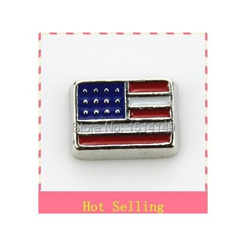 Hot selling America flag floating charms living glass floating memory locket