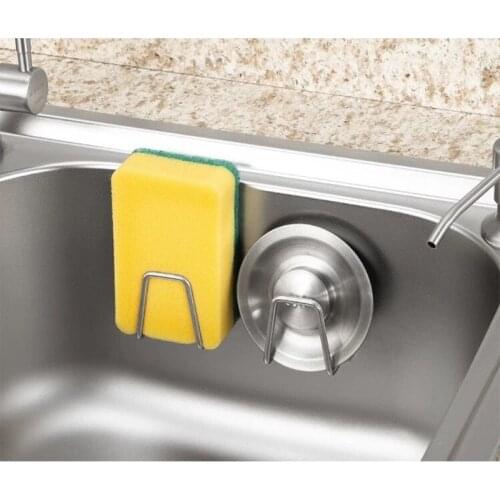 Kitchen Stainless Steel Sink Sponges Holder Self Adhesive Drain Drying Rack Kitchen Wall Hooks Accessories Storage Organizer