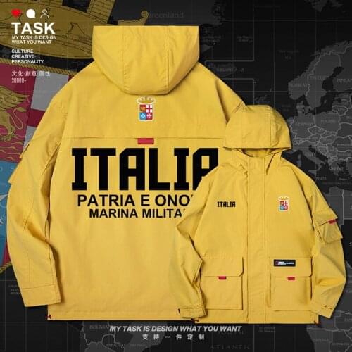Italy Italia Italian ITA men jacket hooded Navy logo army fan mens printed casual coat fashion long sleeve top clothes autumn