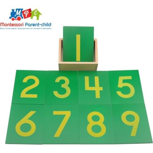 Montessori Math Toys Wooden Sandpaper Digitals Numbers 0-9 Green Board with Beech Wood Box Toys for Children Preschool Education