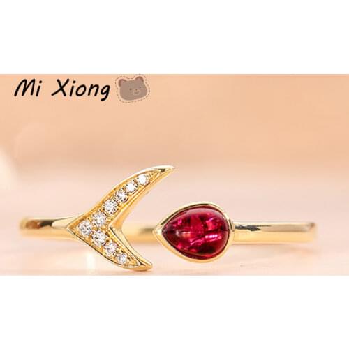 Mi Xiong s925 sterling silver diamond ruby ring light luxury custom small exquisite charm anniversary ladies brand jewelry