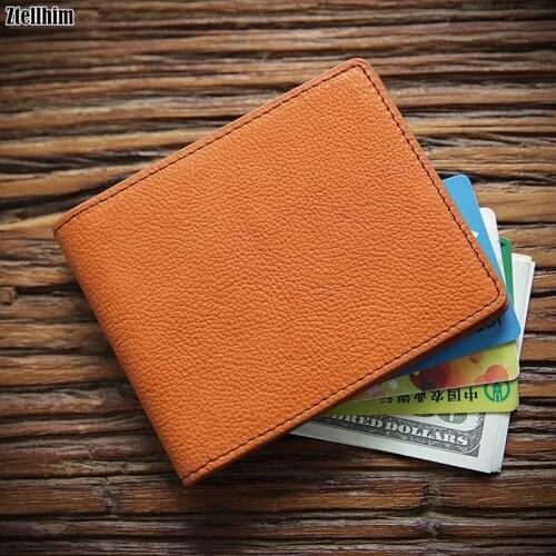 2020 New Genuine Leather Wallet For Men Male 100% Real Cowhide Vintage Handmade Short Bifold Slim Wallets Purse With Card Holder