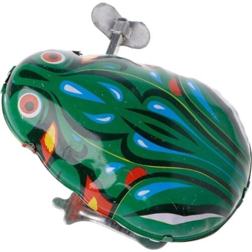 2021 New Metal Wind-up Jumping Frog Clockwork Tin Toys Children Funny Game Vintage Doll