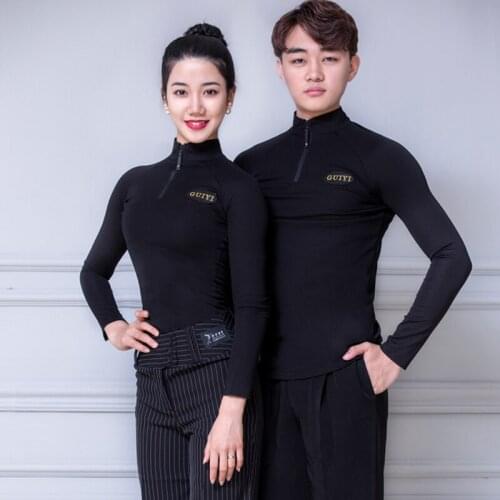 New Latin Dance Tops For Women/Men Adult Rumba/Tango Dance Practice Long Sleeve Shirt Ballroom Dance Competition Costumes VO359