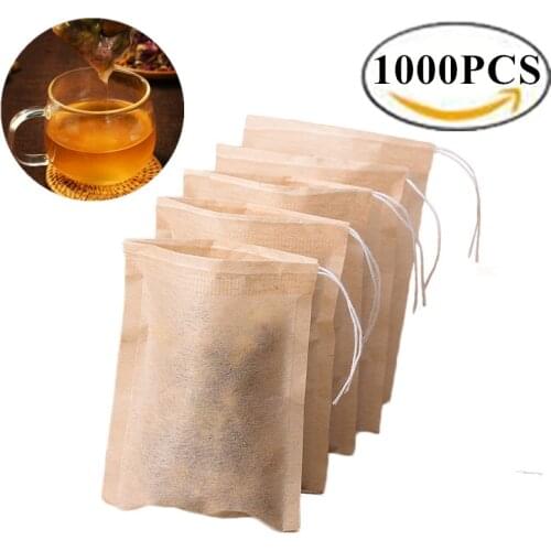 Wholesales Biodegradable Paper Teabags Drawstring Eco-Friendly Tea Bag Filter Empty Tea Bags for Loose Leaf Tea Powder Herbs