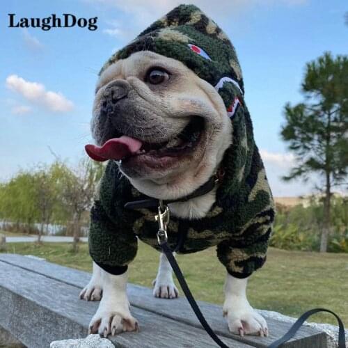 Autumn Winter Dog Clothes Trendy Camouflage Jackets Coat For Small Medium Dogs Hooded Two-Legs Pet Clothing French Bulldog Pug