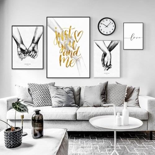 Canvas Poster Print Couple Holding Hands Sweet Romantic Picture 'LOVE' Wall Art Pictures For Over The Bed Living Room Decoration