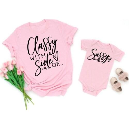 Classy With A Side Of Sassy Shirts Funny Mom and Daughter t- Shirts Mommy and Me tops Family Matching Mommy and Me outfits