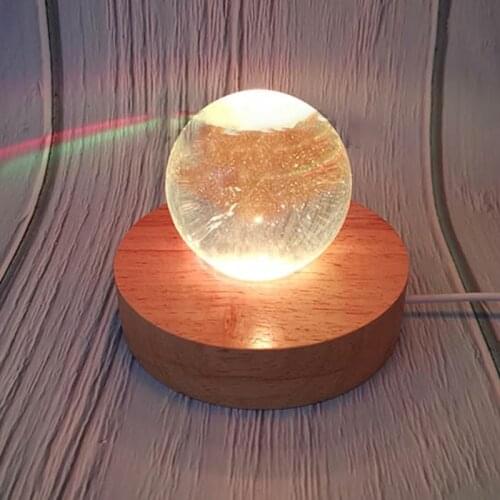 Solid Wood 3D LED Night Lights Bases Wooden Glass Craft Ornaments USB Light Holders Crystal Lamp Bases Gifts for Childen