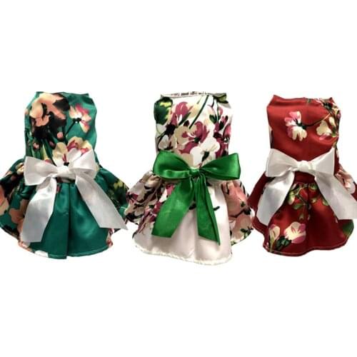 Spring Summer Pet Skirt For Dog Dress Clothes For Small Dogs Big Flower Dresses Princess Bow Decor Puppy Cat Clothing Dress Dog