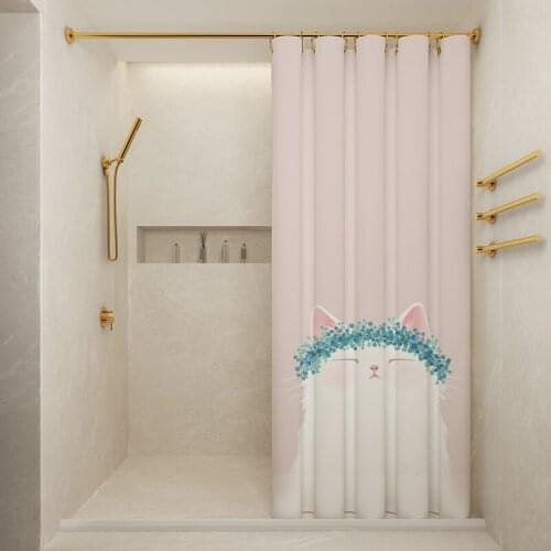 Not in/Pink Cat Hook Style Shower Curtain,99.9%Waterproof,Bathroom Thicken Mildewproof Fabric,Customizable Home Curtains NEW