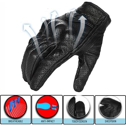 Woman Motorcycle Leather Guantes Gloves Summer & Winter Man Riding Full Finger Motorbike Touchscreen Moto Retro Gloves For Car