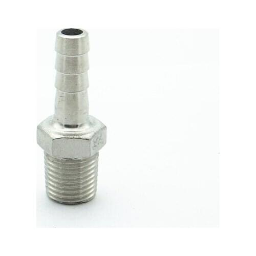 1/4" BSP Male Thread x 8mm Hose Barb Tail 304 Stainless Steel Hex Hose Nipple Barbed Pipe Fitting Connector For Water Oil Air