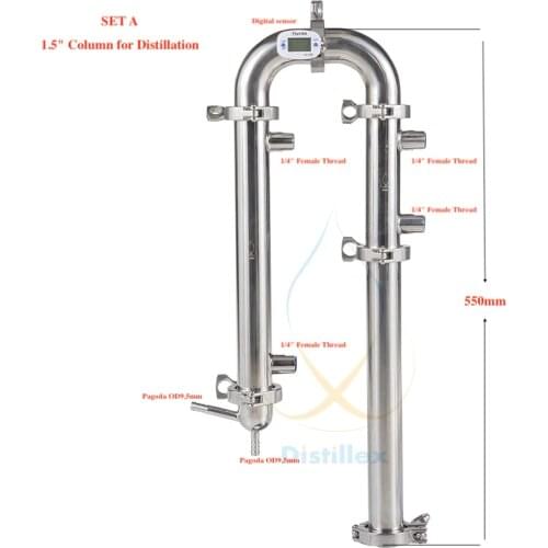 1.5" OD50.5mm Reflux tower, Distiller , Column for distillation, Sanitary Steel 304