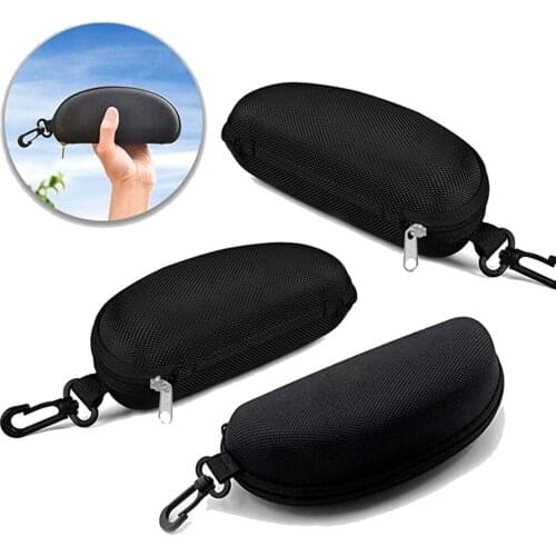 Portable Sunglasses Protector Travel Pack Pouch Glasses Case 1Pcs Black Zipper Storage Box