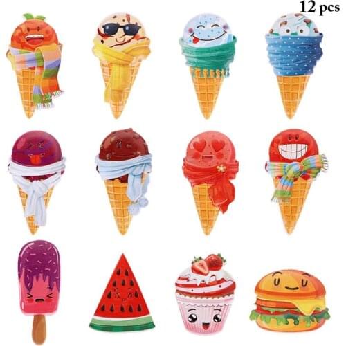 12 Pcs/Set Cartoon Cute Fridge Magnets Decorative Funny Colorful Refrigerator Stickers Resin Kitchen Refrigerator Decor Supplies