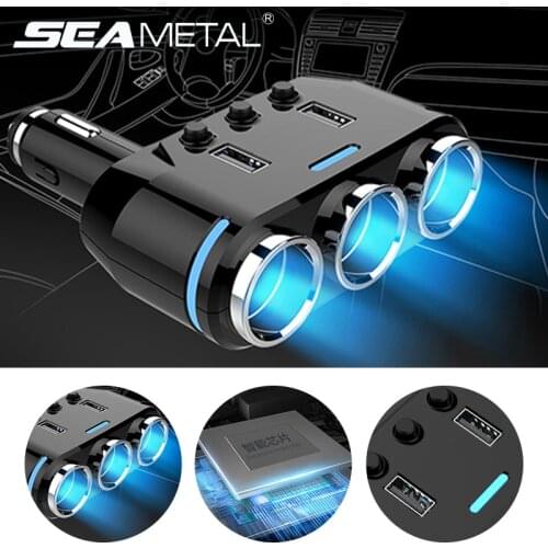 12V Car Cigarette Lighter Socket Splitter Plug USB Charger Voltage Display Adapter 100W on Auto Cigarette Lighter Accessories