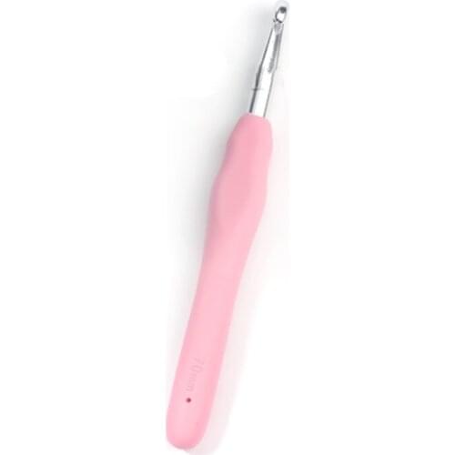 2PCs 7mm Pink Color TPR Aluminum Crochet Hook Set Knitting Needles Soft Handle Kit Sweater Scarf Sewing Needles Knitting Tools