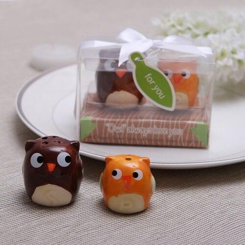 20pcs/set owl Ceramic Salt & Pepper Shakers wedding favors HJG1027