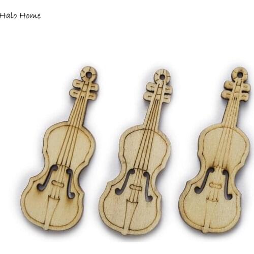 20pcs Cello Theme Wooden Chips for Scrapbooking Embellishments Wedding Party DIY Handmade Accessories Decor Buttons 55x20mm