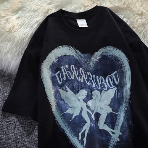 2021 Brand Designer Butterfly Elf Printed Graphic T Shirts Punk Goth Hip Hop O-neck Casual Summer Tops Teens Clothes Streetwear