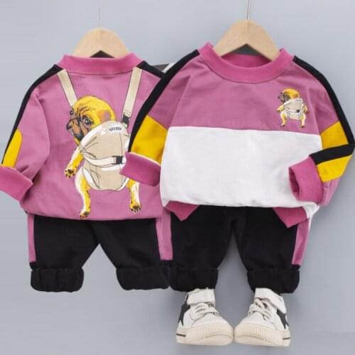 2021 Spring and summerboys cartoon suit boys casual wear hot boys clothing suits boys T-shirt + pants 0-5 years old