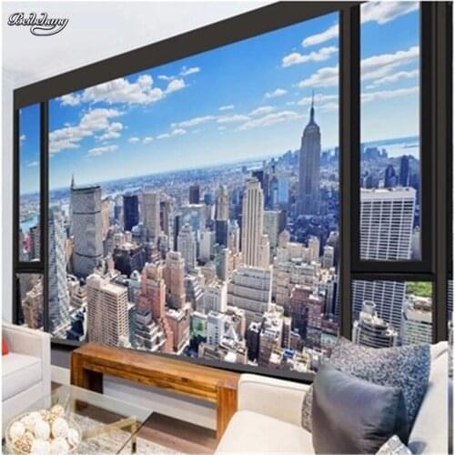 Beibehang 3d photo wall paper Modern urban landscape embossed wallpaper kitchen bedroom TV 3d mural wallpaper papel de parede