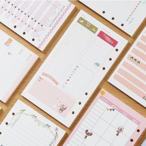40 Sheets Kawaii A6 A5 Loose Leaf Paper Refill Spiral Binder Planner Inner Page Inside Paper Dairy Weekly To Do List Stationery